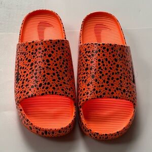 Nike Orange and Black Speckled Slide Sandals